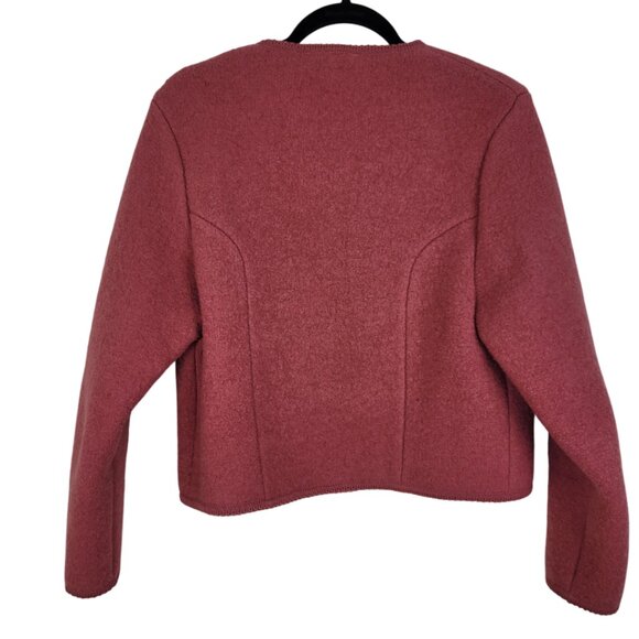 Vintage TALBOTS Mauve Pink Boiled Wool Jacket women's MED size 12 Button Front - Picture 4 of 9